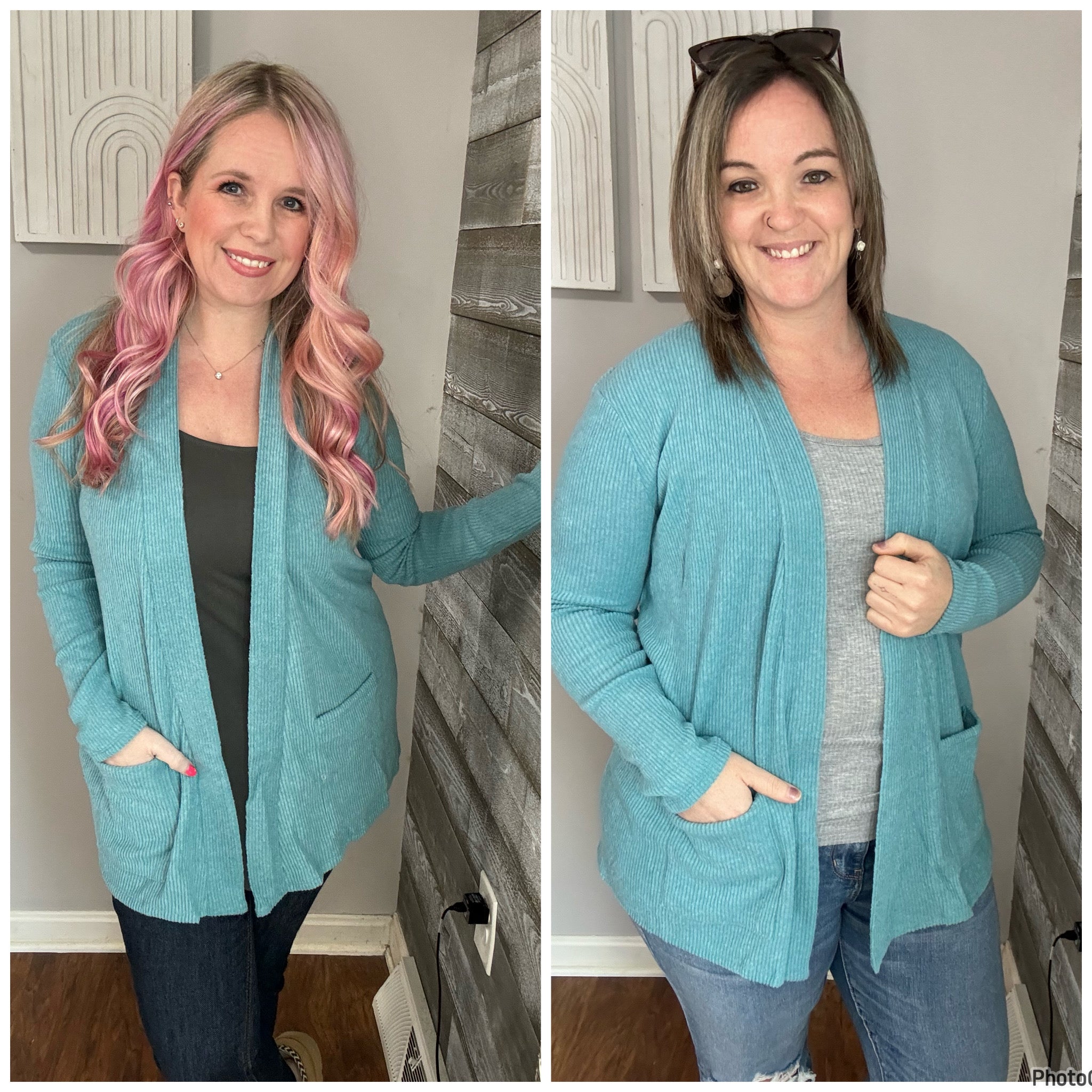 Ribbed sweater cardigan with pockets