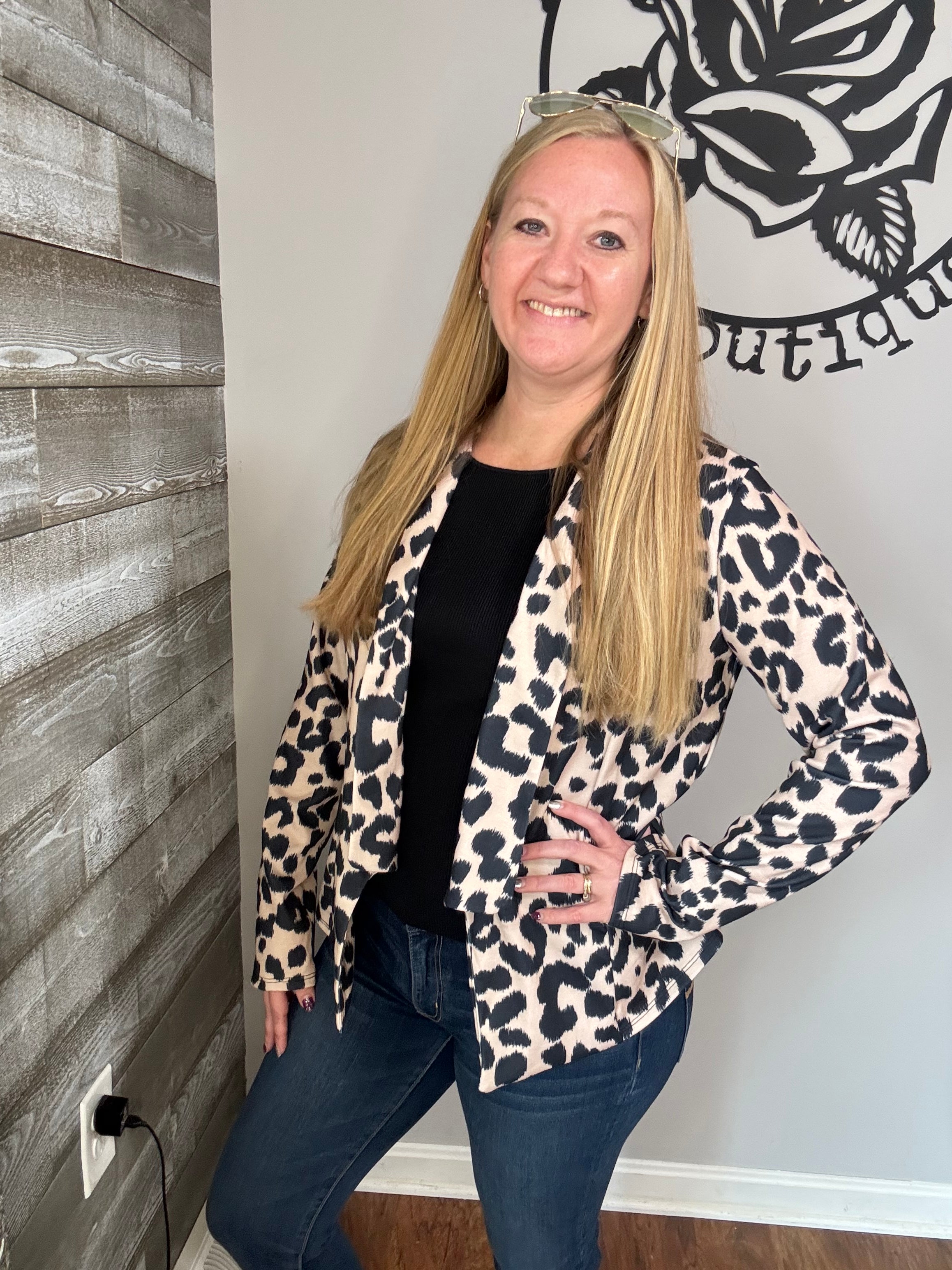 Leopard blazer.  S/m/l