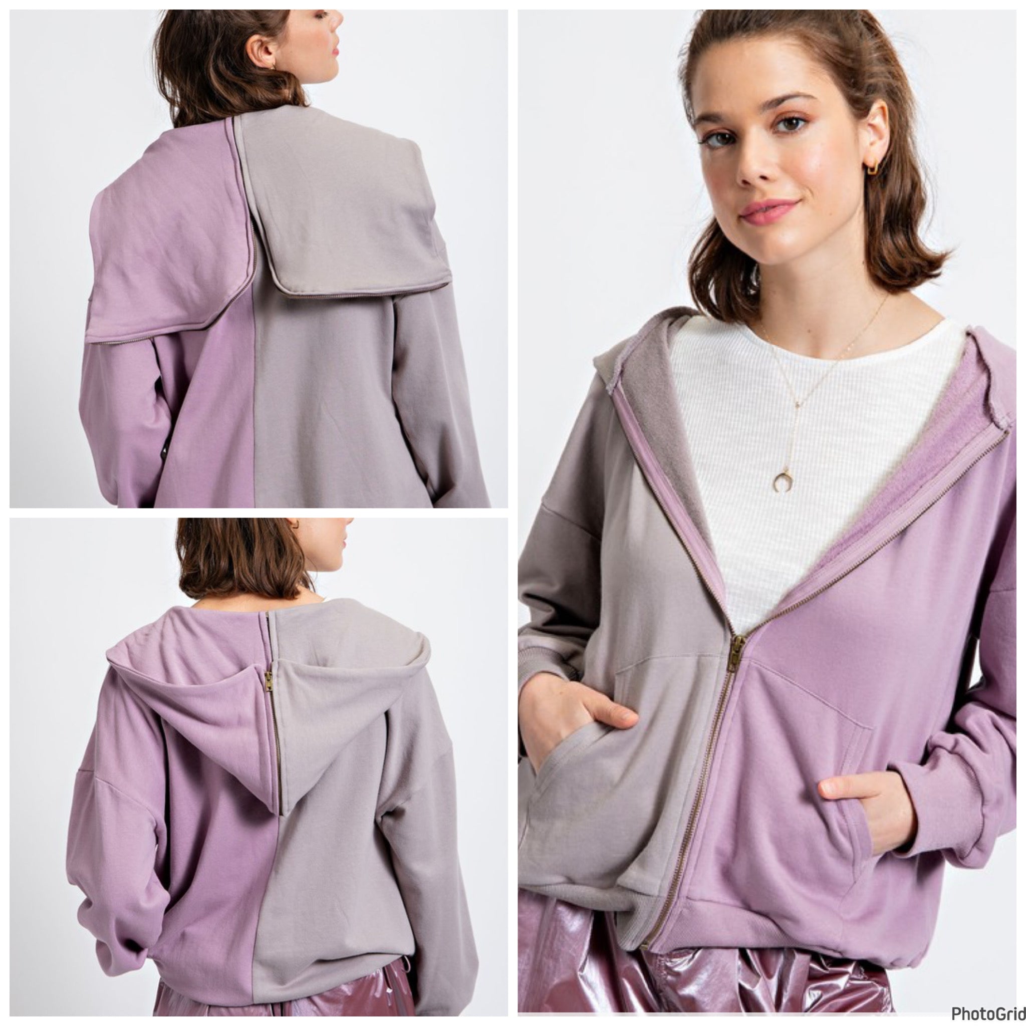 Dusty Lavender Hoodie Zip Up. S&M
