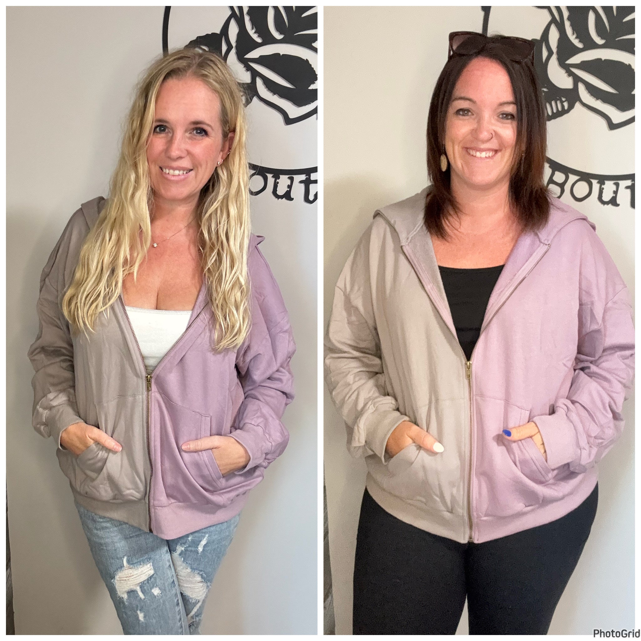 Dusty Lavender Hoodie Zip Up. S&M