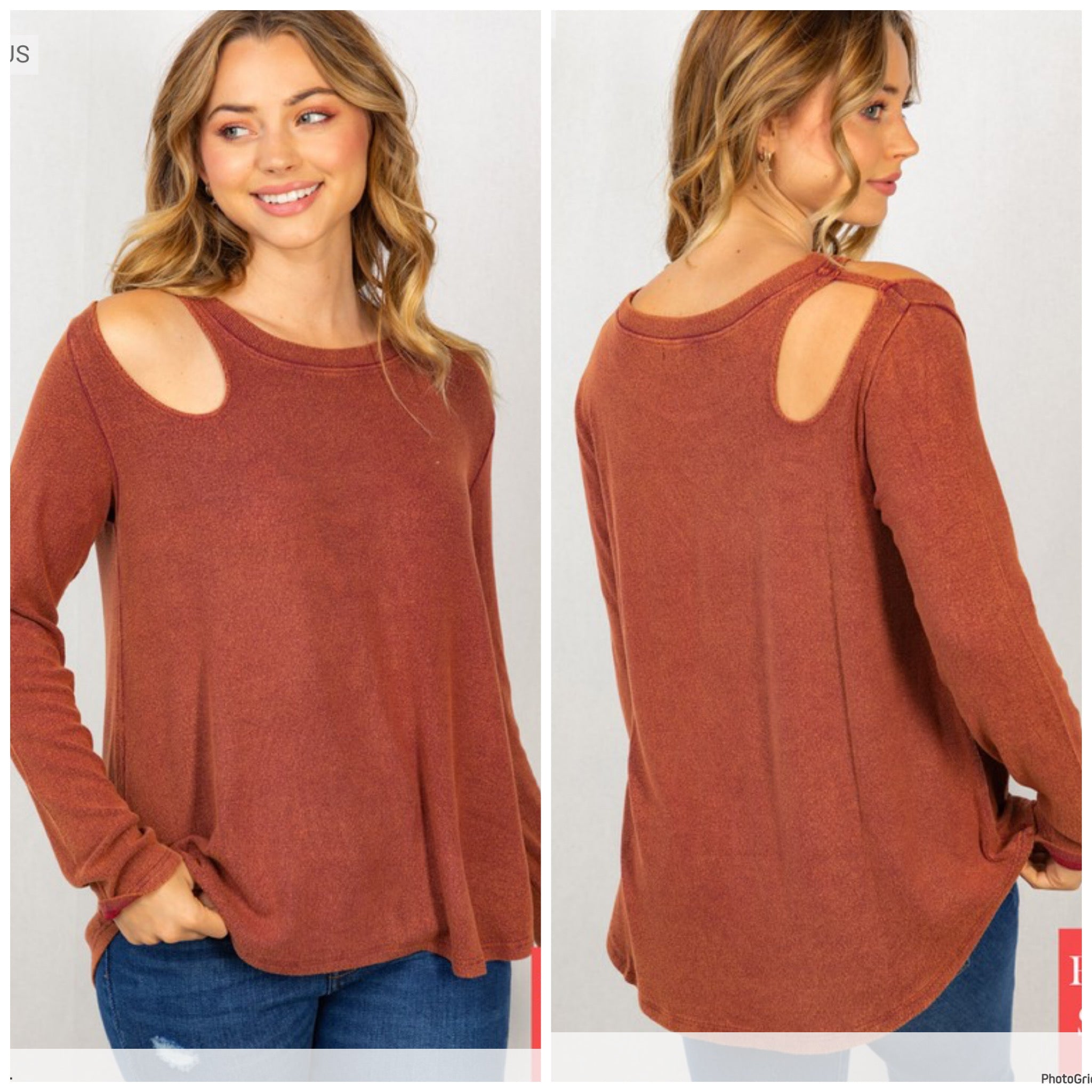 Rust mineral washed ribbed top with cutouts.  1x&3x