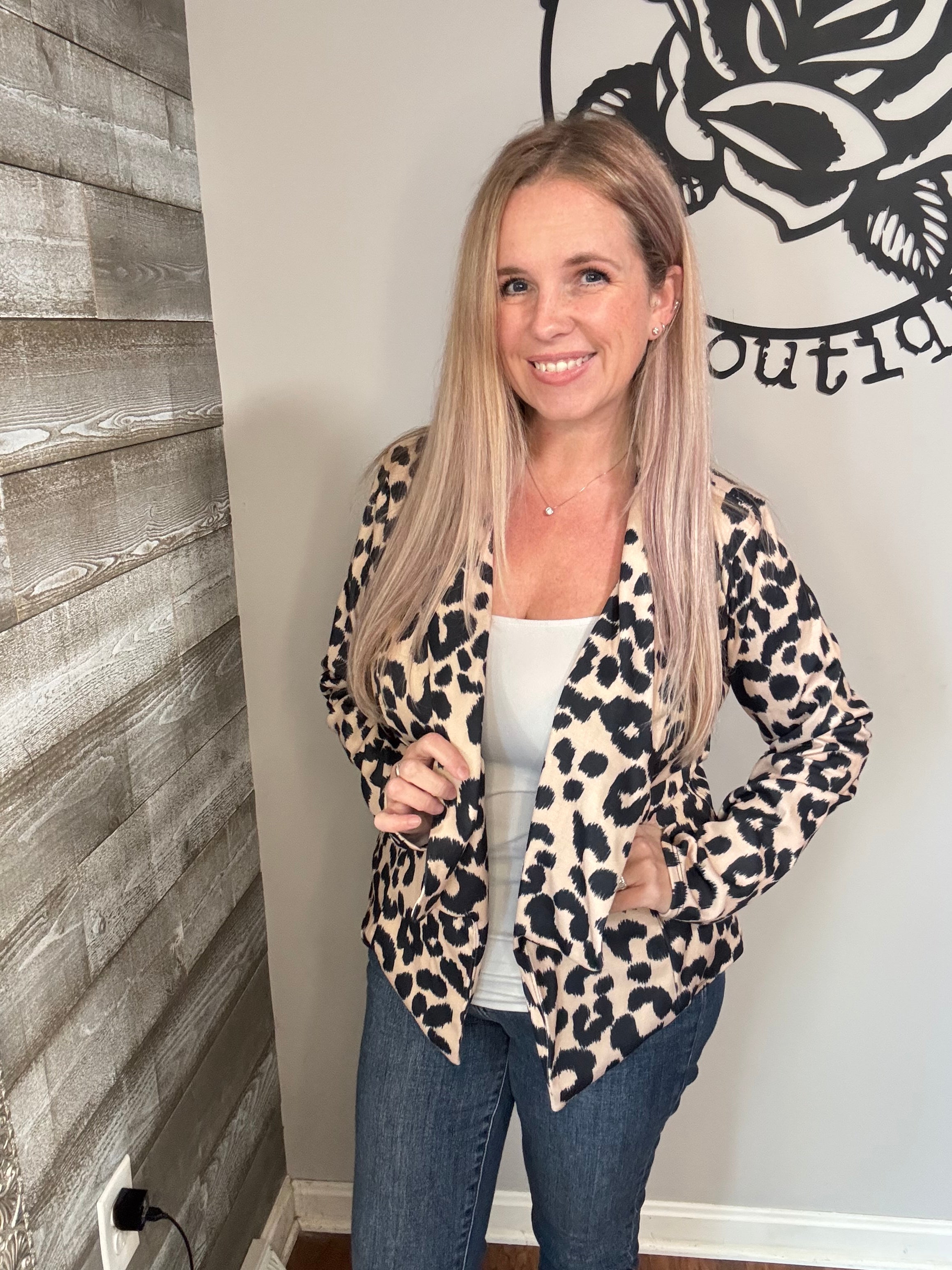 Leopard blazer.  S/m/l