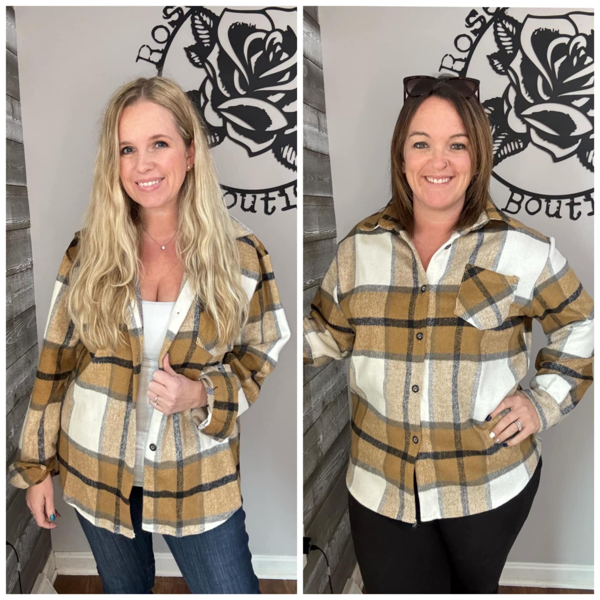 Camel colored plaid shacket. m