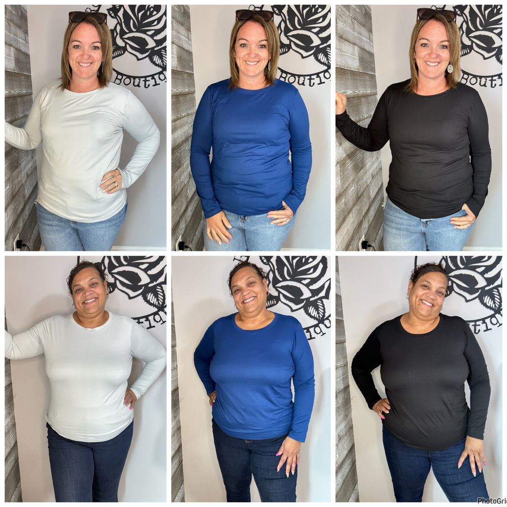 Long Sleeve Round Neck Basic Top. 1x&3x