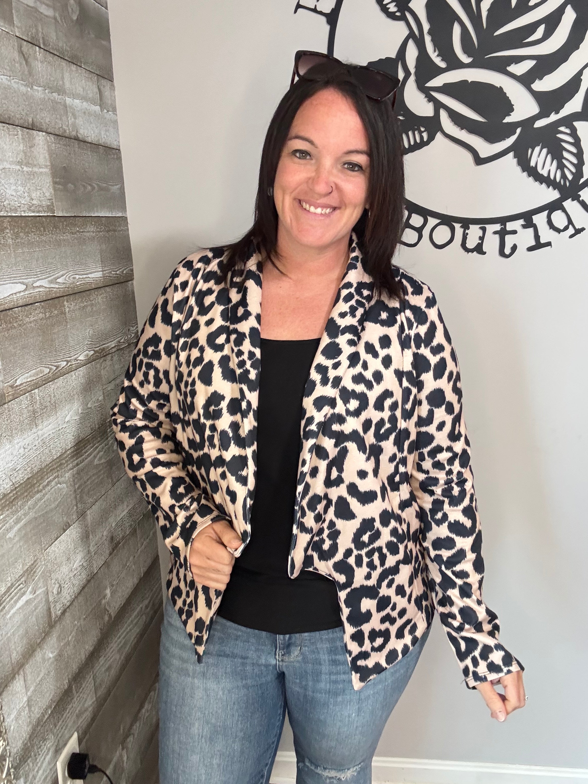 Leopard blazer.  S/m/l