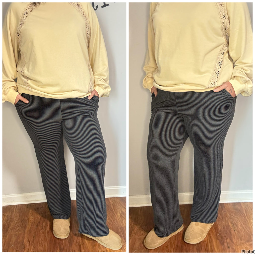 Charcoal urban ribbed pants. 1x&3x