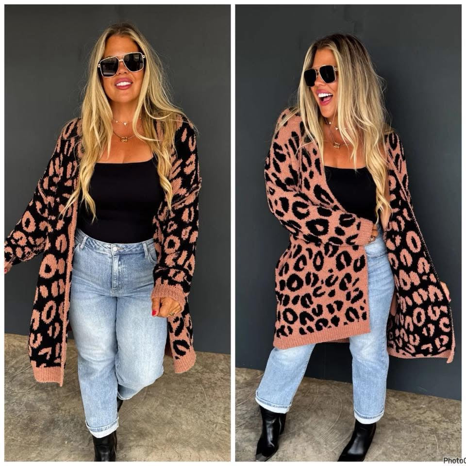 Cheetah Cloud Cardigan. OS