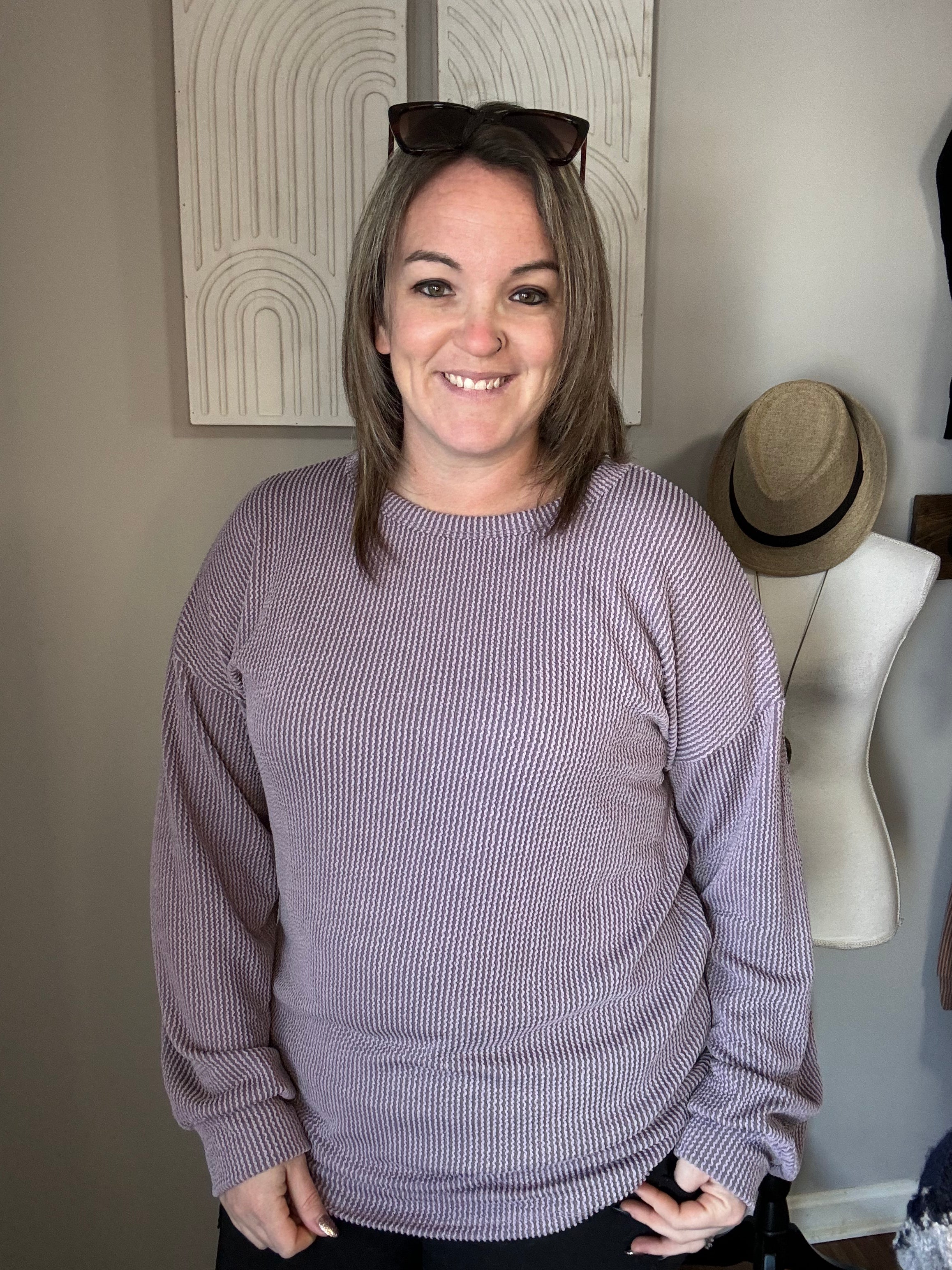 Dusty Lavender Urban Ribbed Top- Plus