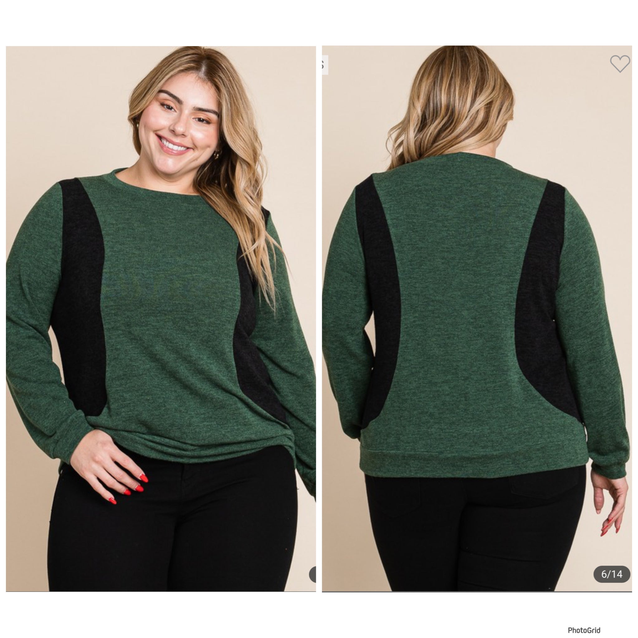 Olive black color block top. S