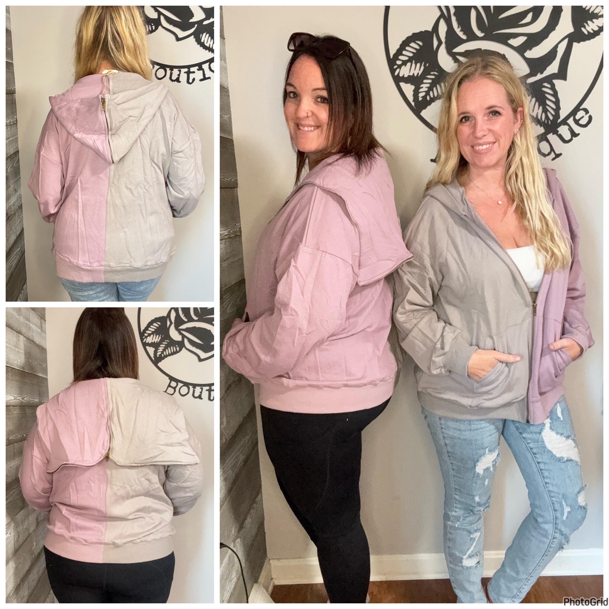 Dusty Lavender Hoodie Zip Up. S&M