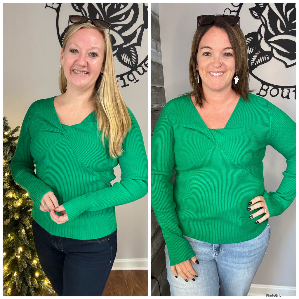 Green twist front top. S&xl