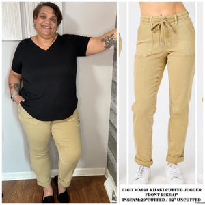 HIGH WAIST KHAKI CUFFED JOGGER JUDY BLUE JEANS. 18w