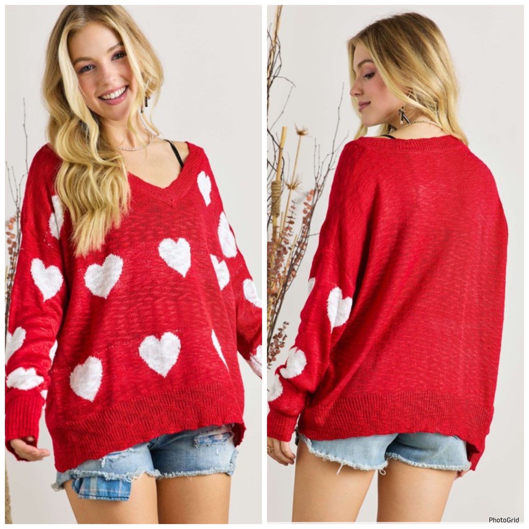 Red lovely heart sweater