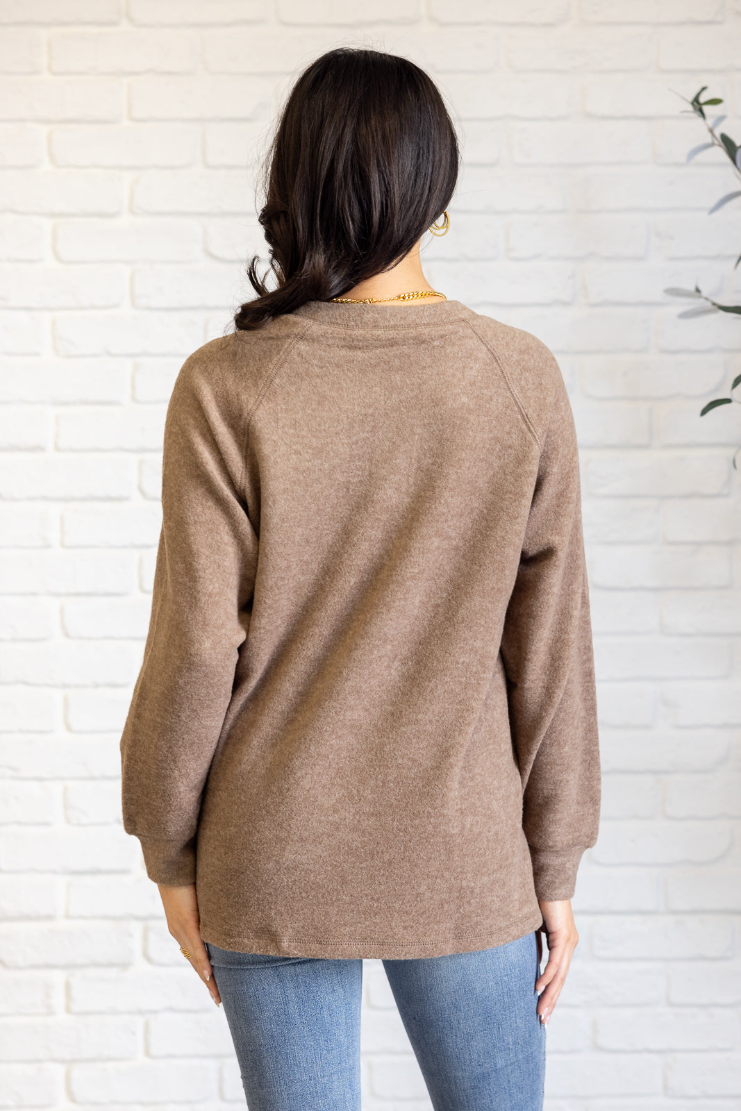 Keeping it Real Brushed Melange Hacci Long Sleeve Tee in Mocha