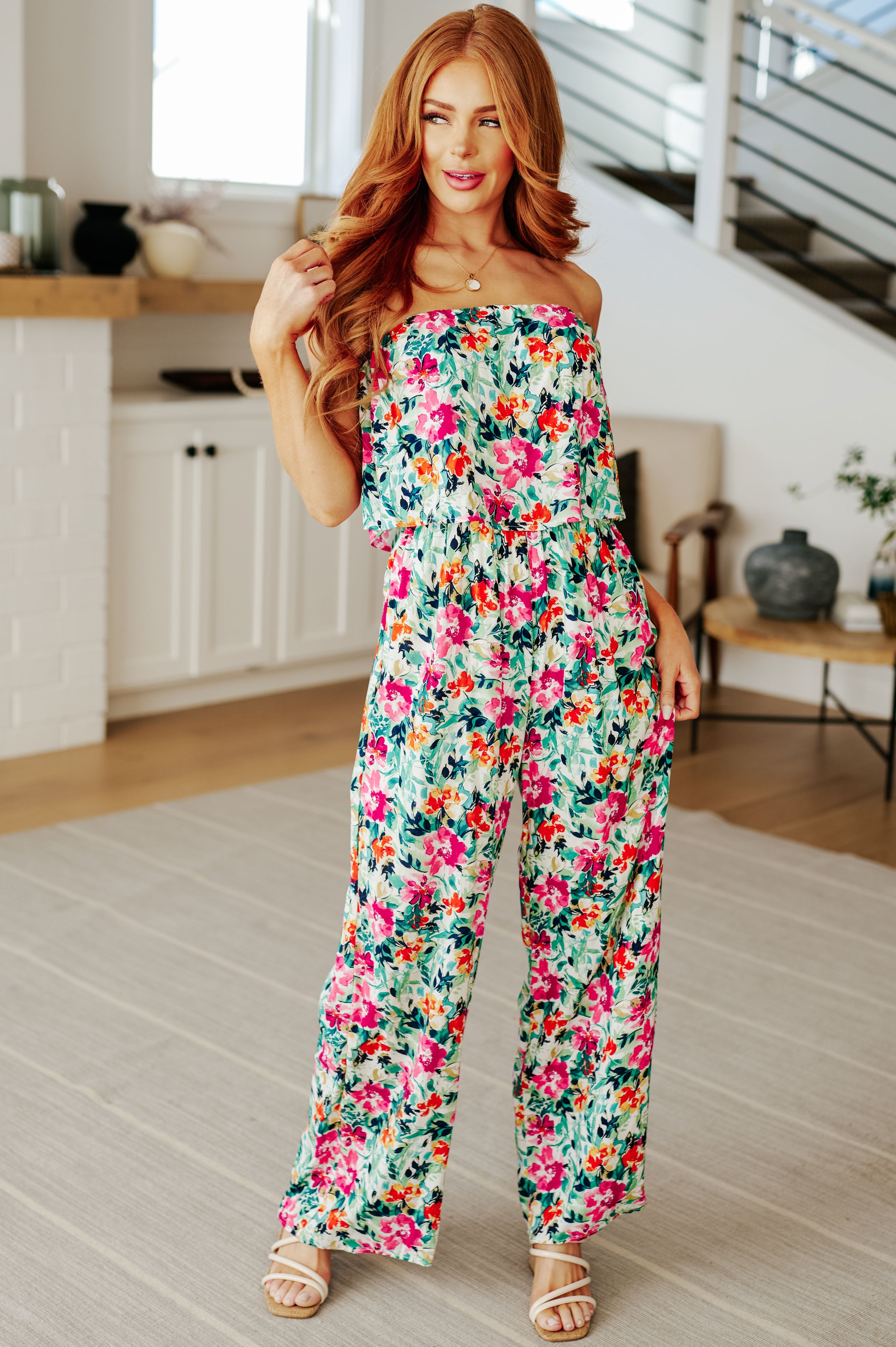 Life of the Party Floral Jumpsuit in Green