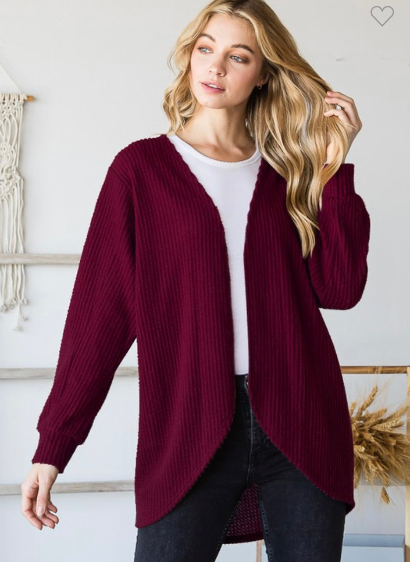 Burgundy Waffle Knit Cardigan. 3x