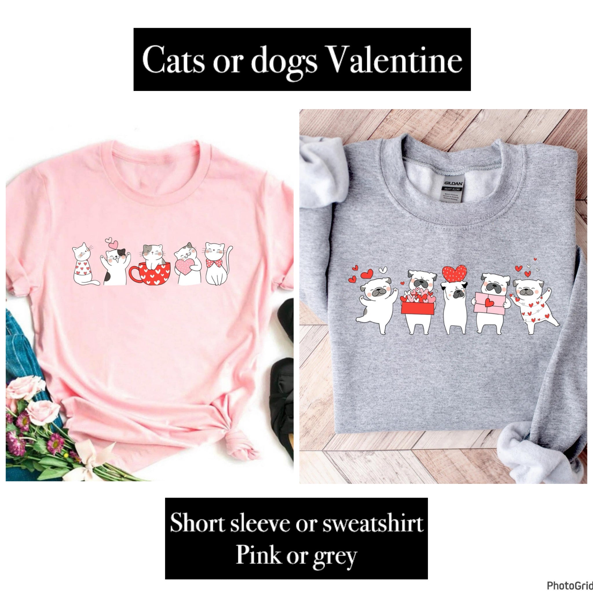 Valentines cat or dogs Tee or sweatshirt