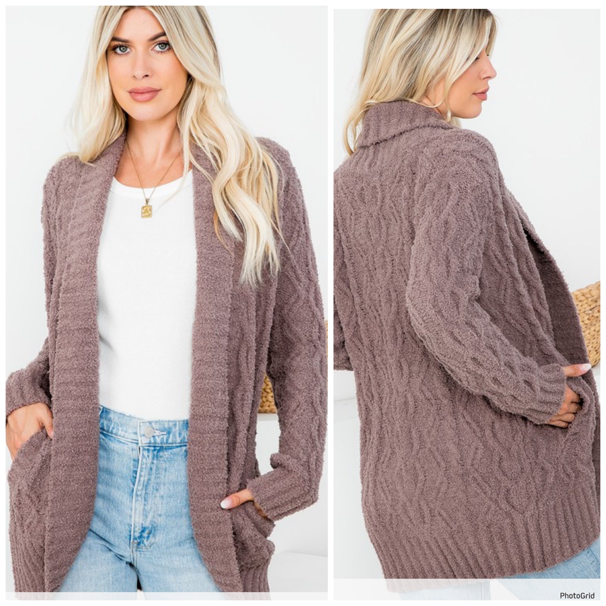 Mocha textured cardigan