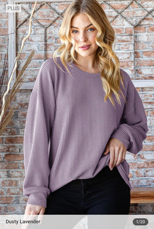 Dusty Lavender Urban Ribbed Top- Plus