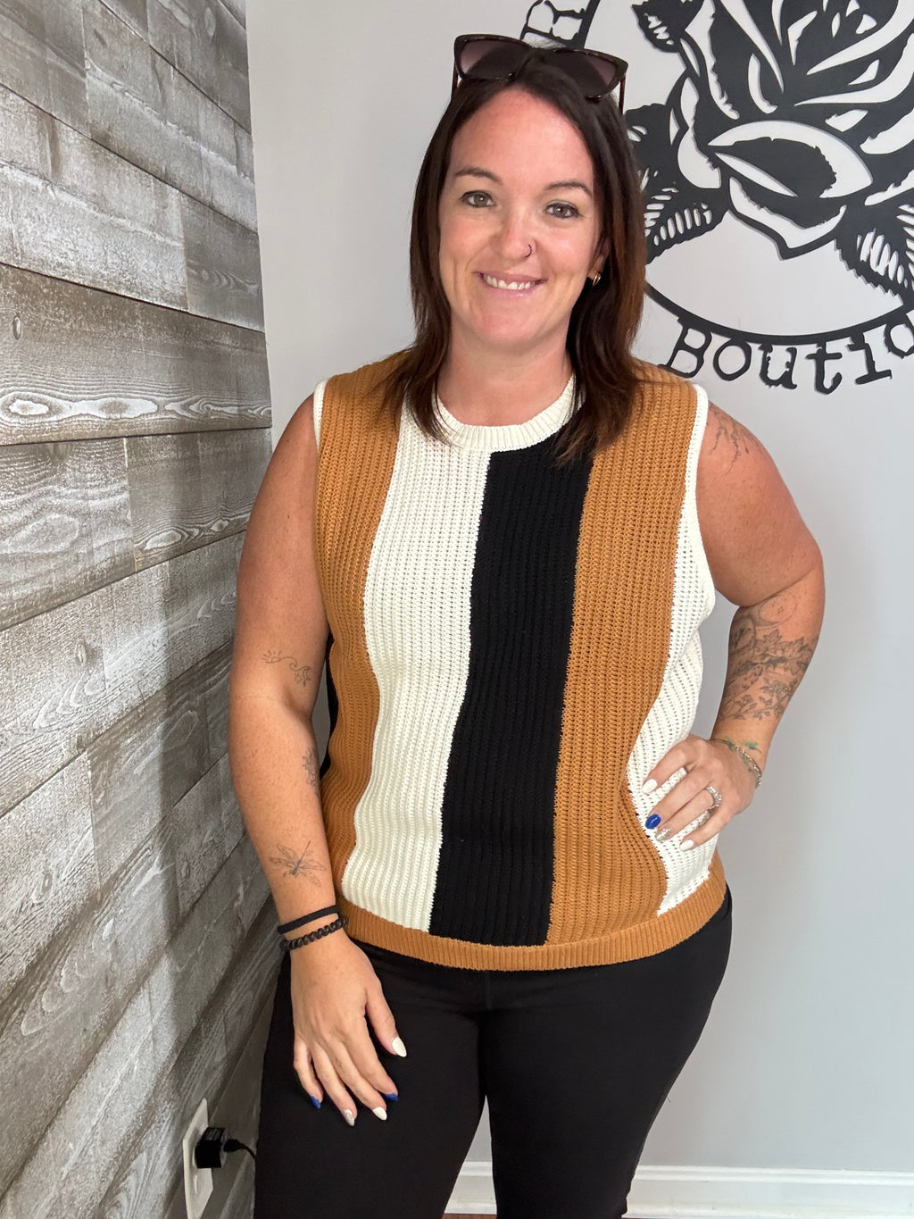 Camel Black Ivory Sweater Vest. 1x/2x/3x