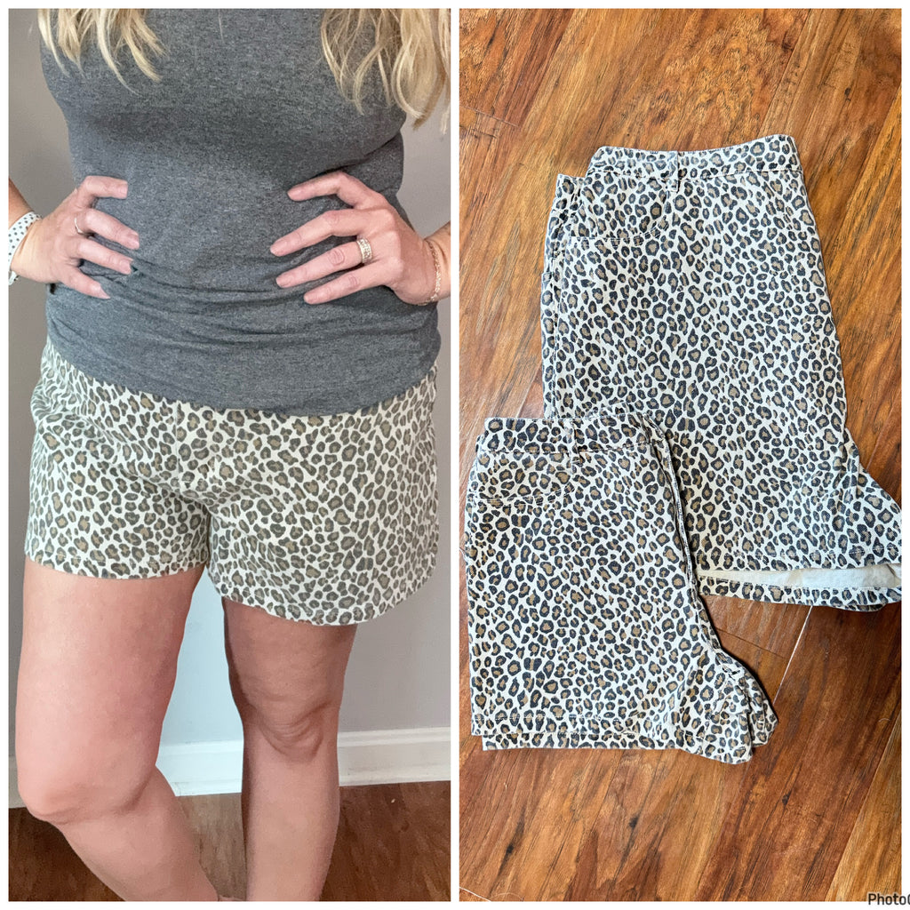 Leopard Jean shorts