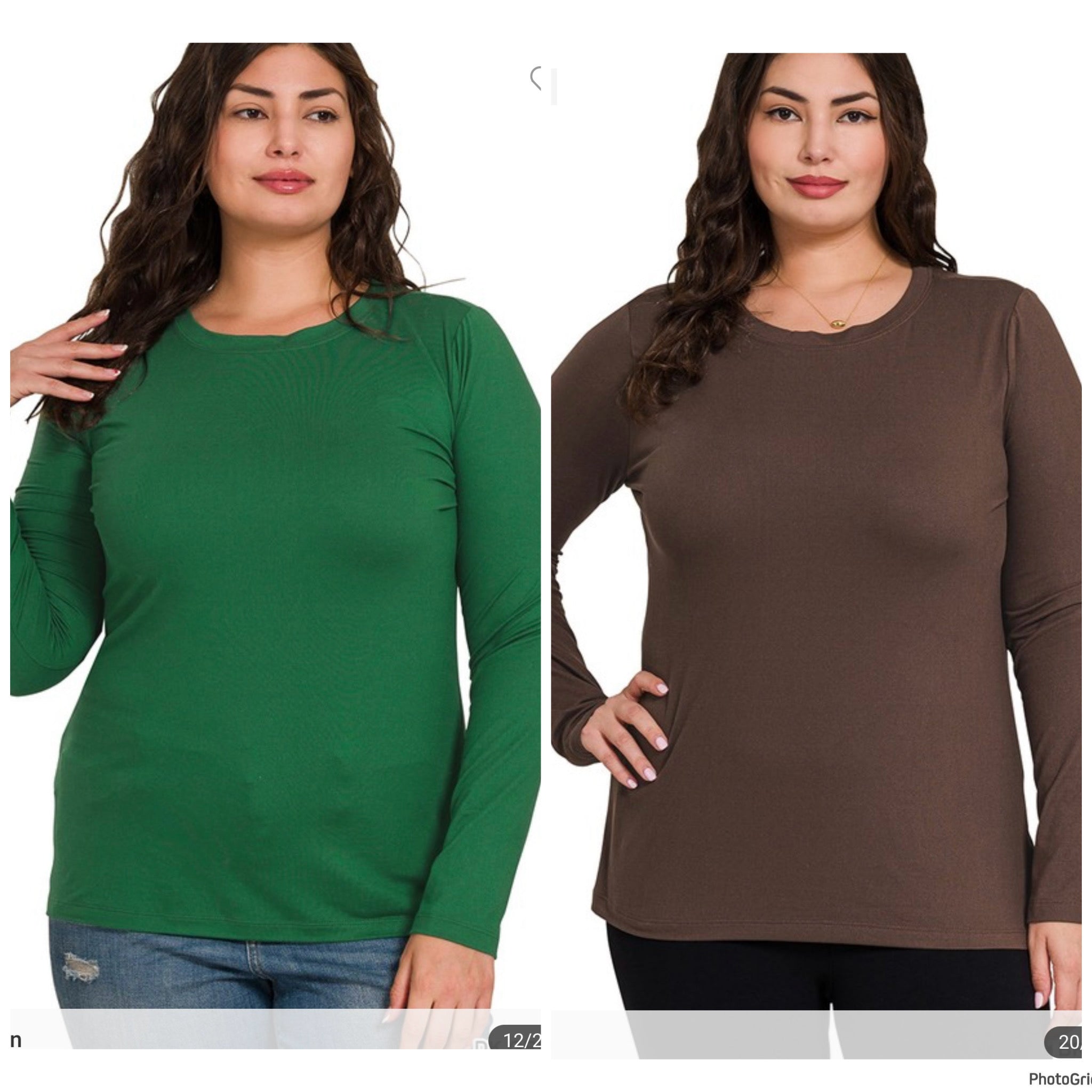 Long Sleeve Round Neck Basic Top-1x/2x/3x