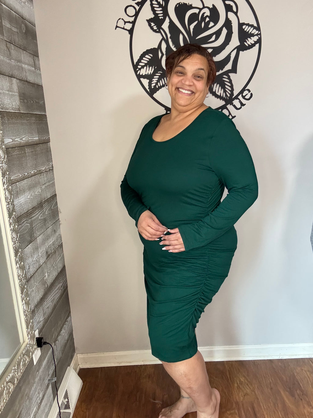 Hunter green bodycon dress. 2x,3x