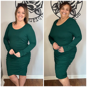 Hunter green bodycon dress. 1x,2x,3x