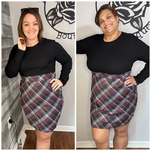 Black plaid pencil skirt dress. 1x&3x