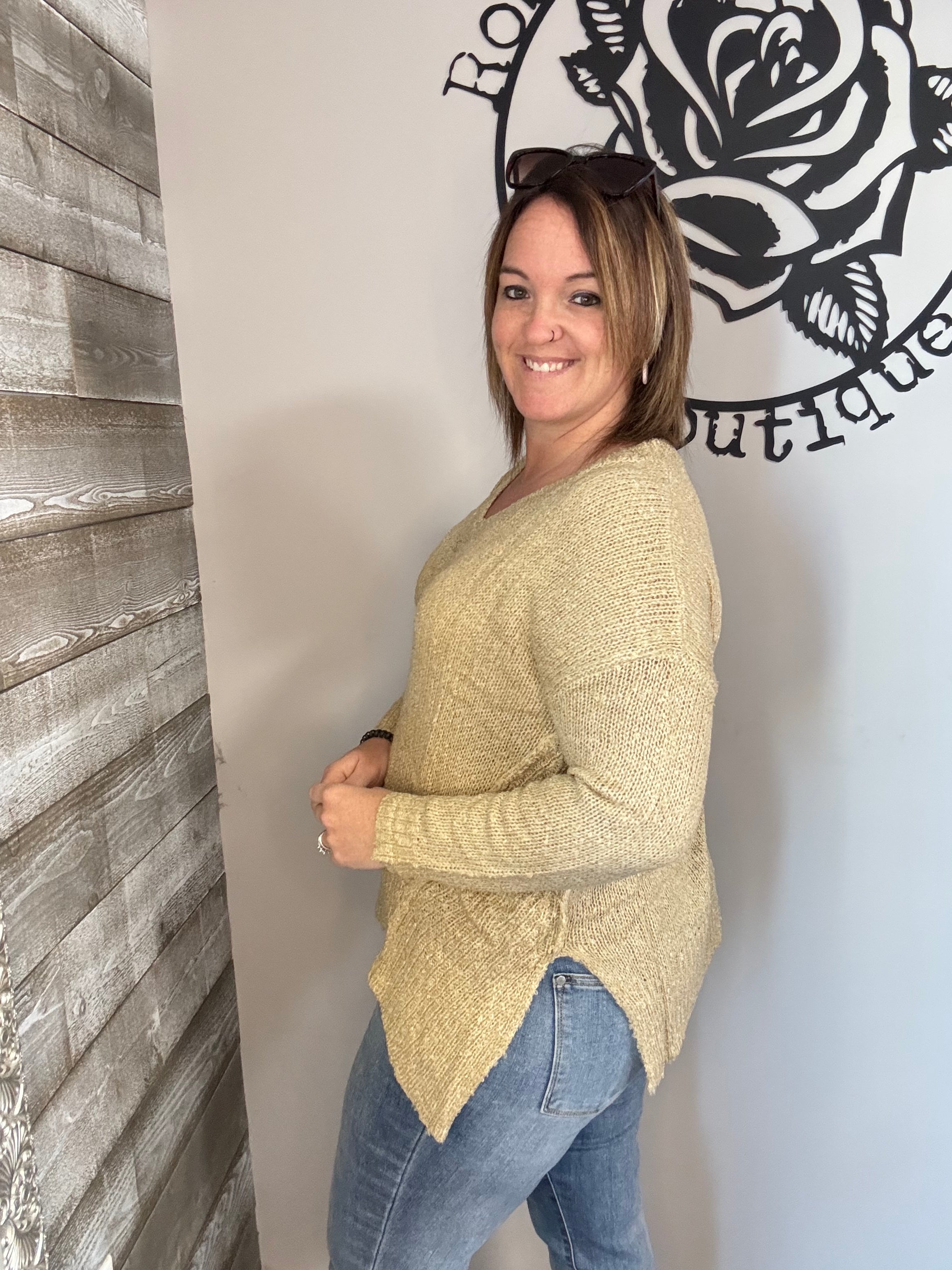 Taupe draped sweater