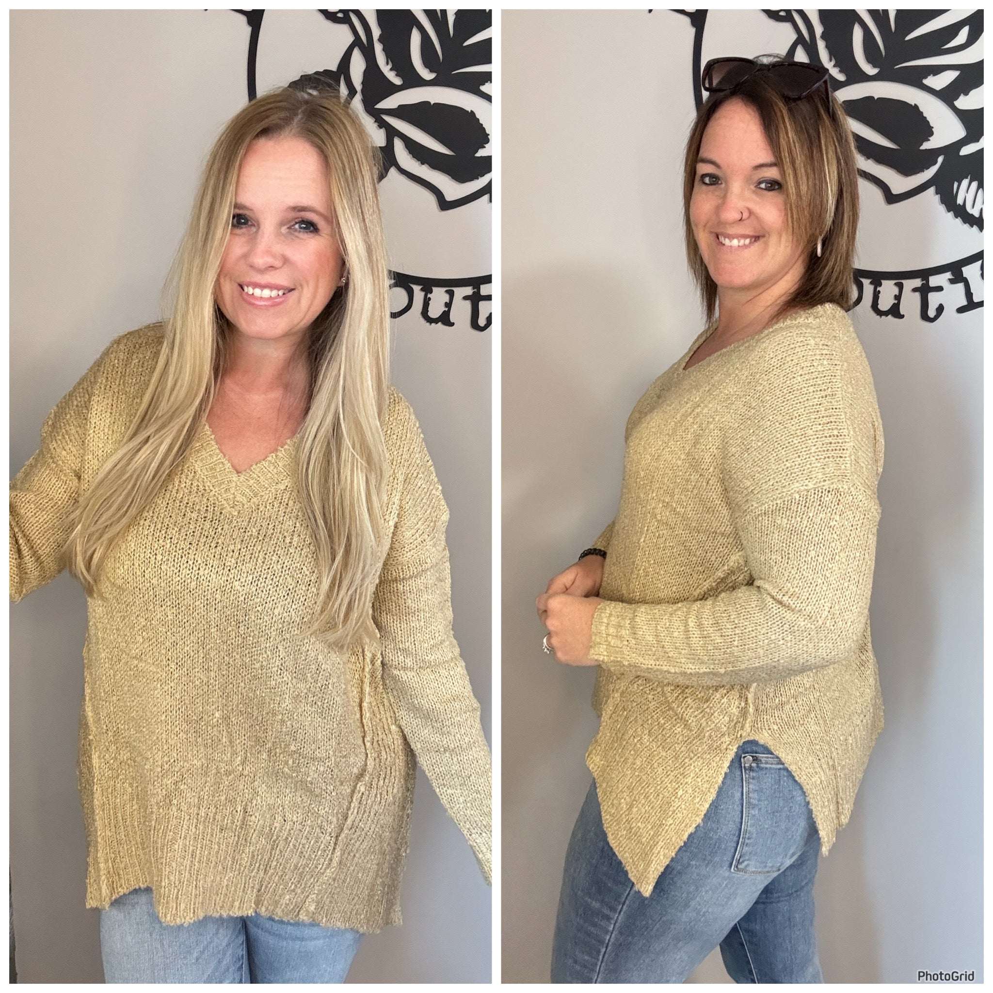 Taupe draped sweater