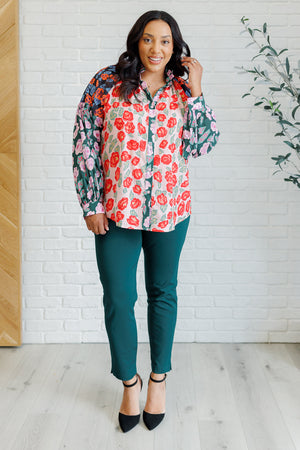 Presupposed Ideas Mixed Print Button Up Blouse