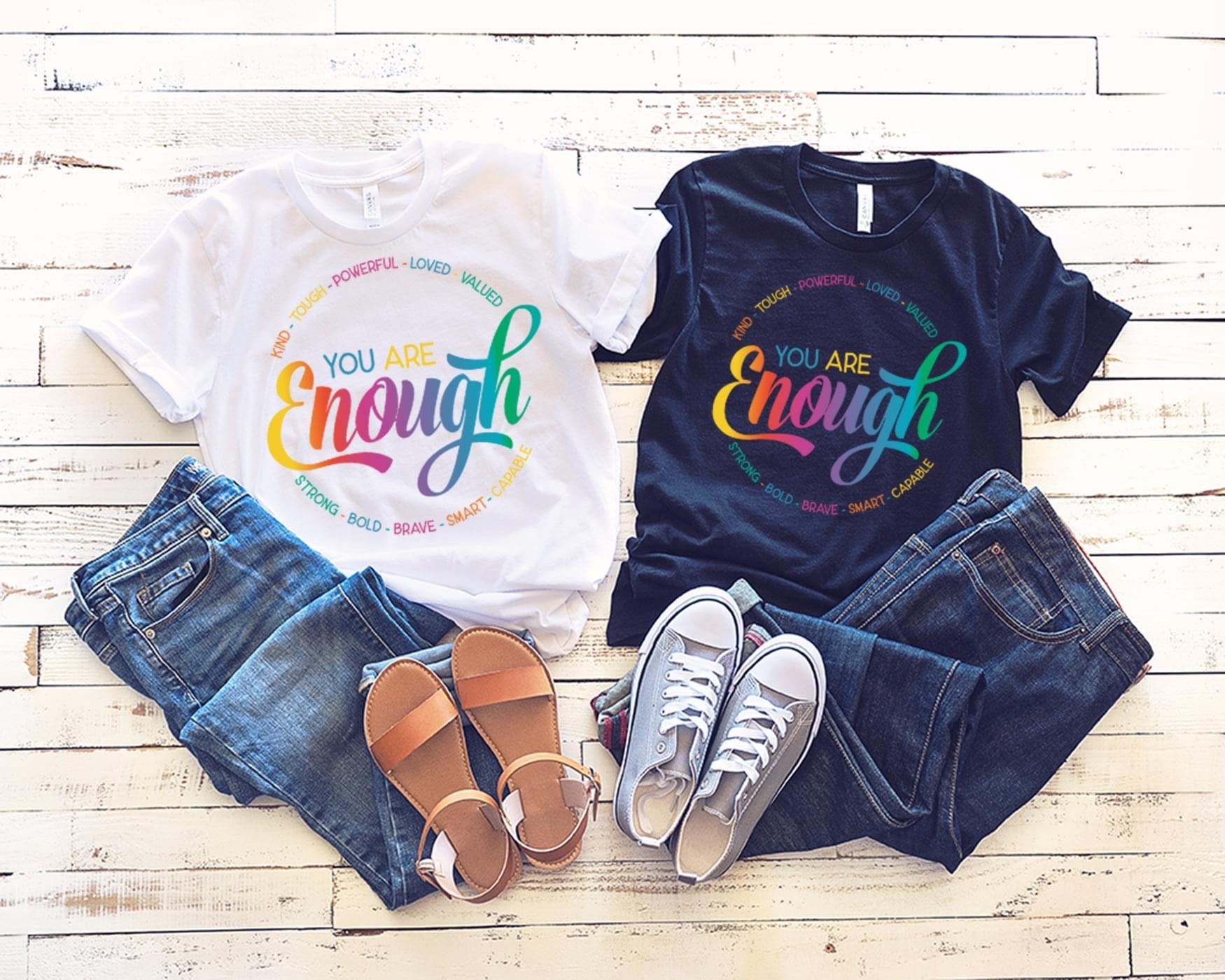 You Are Enough Tee- White & Navy Option