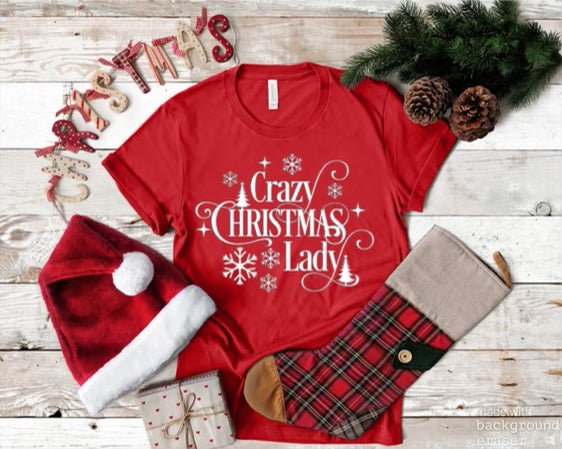 Crazy Christmas Lady- short & long sleeve tee