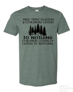 Tree tops glisten tee